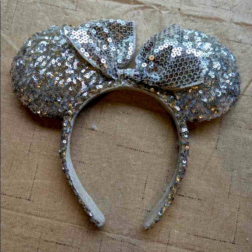 Minnie Mouse Ears Headband Siler Sequins Disney